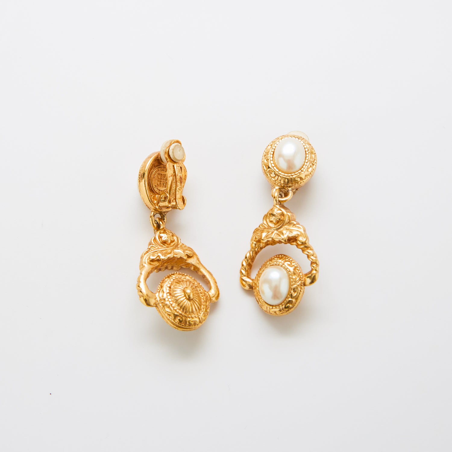 Vintage Half Circle w/ Pearl Bar Earrings – Seasons Jewelry