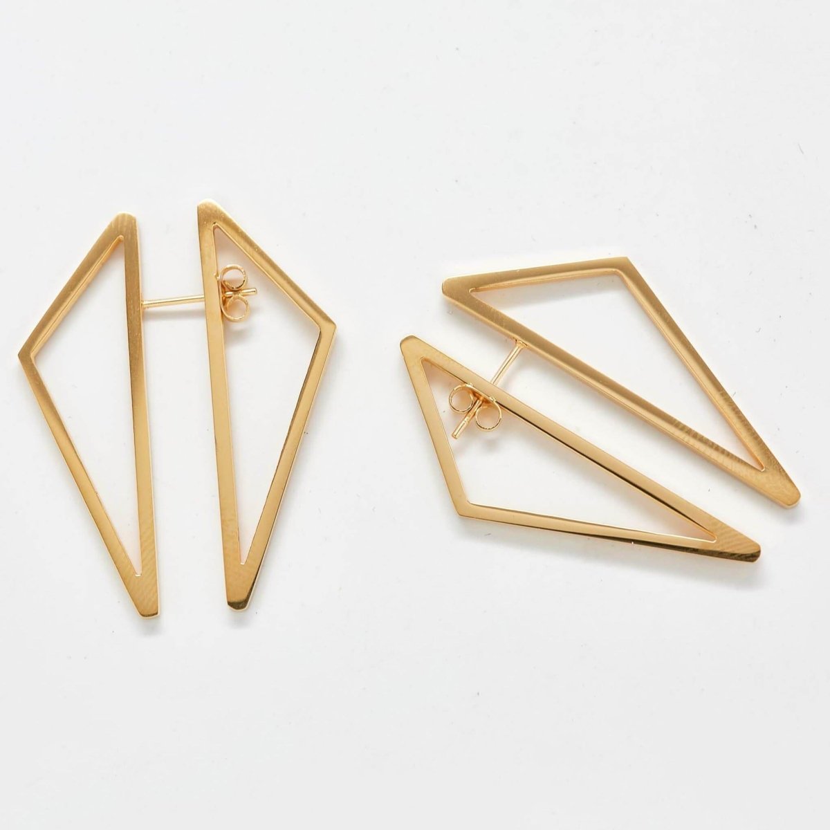 Double-Sided Gold Geometric Triangle Earrings – Admiral Row