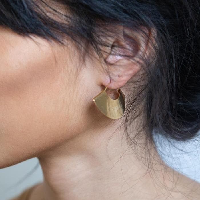 Gold Mini Fan Earrings