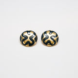 Vintage Monet Abstract Black and Gold Earrings