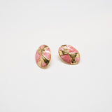 Vintage Pink and Gold Ribbon Earrings