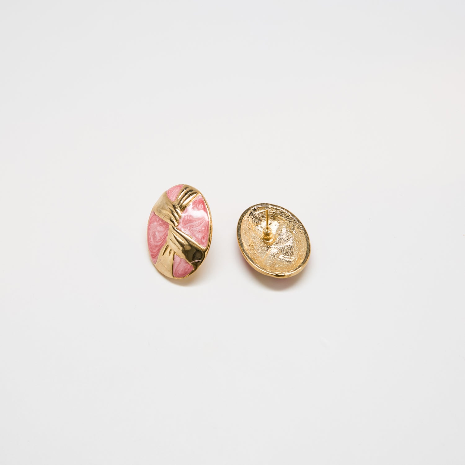 Vintage Pink and Gold Ribbon Earrings