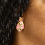 Vintage Pink and Gold Ribbon Earrings