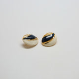 Vintage White and Navy Flourish Earrings