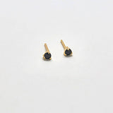 Black CZ Round Stud Earrings