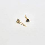 Black CZ Round Stud Earrings