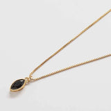 Black CZ Teardrop Dainty Necklace