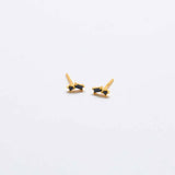 Black Geo Baguette Gold Studs