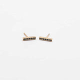 Black Pave Gold Bar Stud Earrings