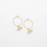 Gold Bee Hoop Drop Earrings