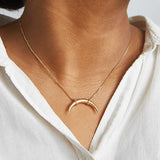 Gold Double Horn Necklace