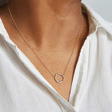 Gold Pave Stone Circle Necklace