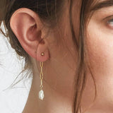 Gold Pearl Chain Jacket Earrings