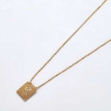 Gold Rose Bar Pendant Necklace