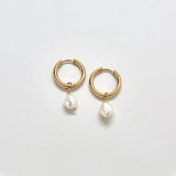 Gold Single Pearl Huggie Earrings - Best Seller