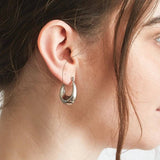 Silver Oval Hoop Earrings