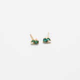 Green CZ Double Teardrop Stud Earrings