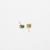 Green CZ Double Teardrop Stud Earrings