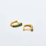 Green CZ Huggie Hoop Earrings