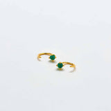 Green CZ Open Hoop Earrings