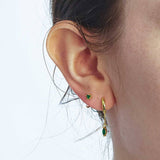 Green CZ Open Hoop Earrings