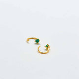 Green CZ Open Hoop Earrings