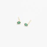 Green CZ Oval Stud Earrings