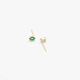 Green CZ Oval Stud Earrings