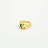 Green CZ Signet Ring