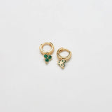 Green Pave Geometric Huggie Earrings