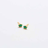 Green Trio Baguette Gold Studs