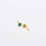 Green Trio Baguette Gold Studs