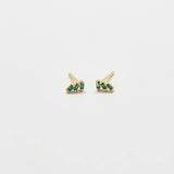 Green Triple Baguette Gold Studs