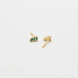 Green Triple Baguette Gold Studs