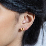 Gold Circle Outline Stud Earrings - Imperfect