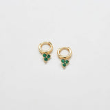 Green Pave Geometric Huggie Earrings - Imperfect