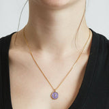 Purple Crescent Moon Medallion Necklace