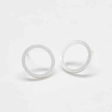 Silver Open Circle Stud Earrings - Imperfect