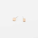 Tiny Gold Cube Square Earrings - Imperfect