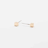 Tiny Gold Cube Square Earrings - Imperfect