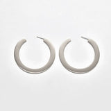 Medium Silver Flat Hoop Earrings