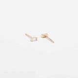 Mini Baguette Gold Studs