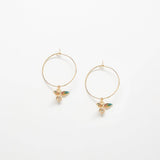 Pave Bee Hoop Drop Earrings