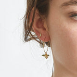 Pave Bee Hoop Drop Earrings