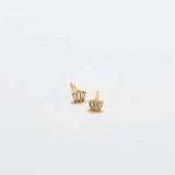 White Trio Baguette Gold Studs