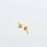 White Trio Baguette Gold Studs