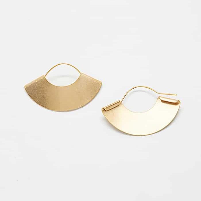 Mini Half Circle Geometric Real Gold Plated Earrings Jewelry