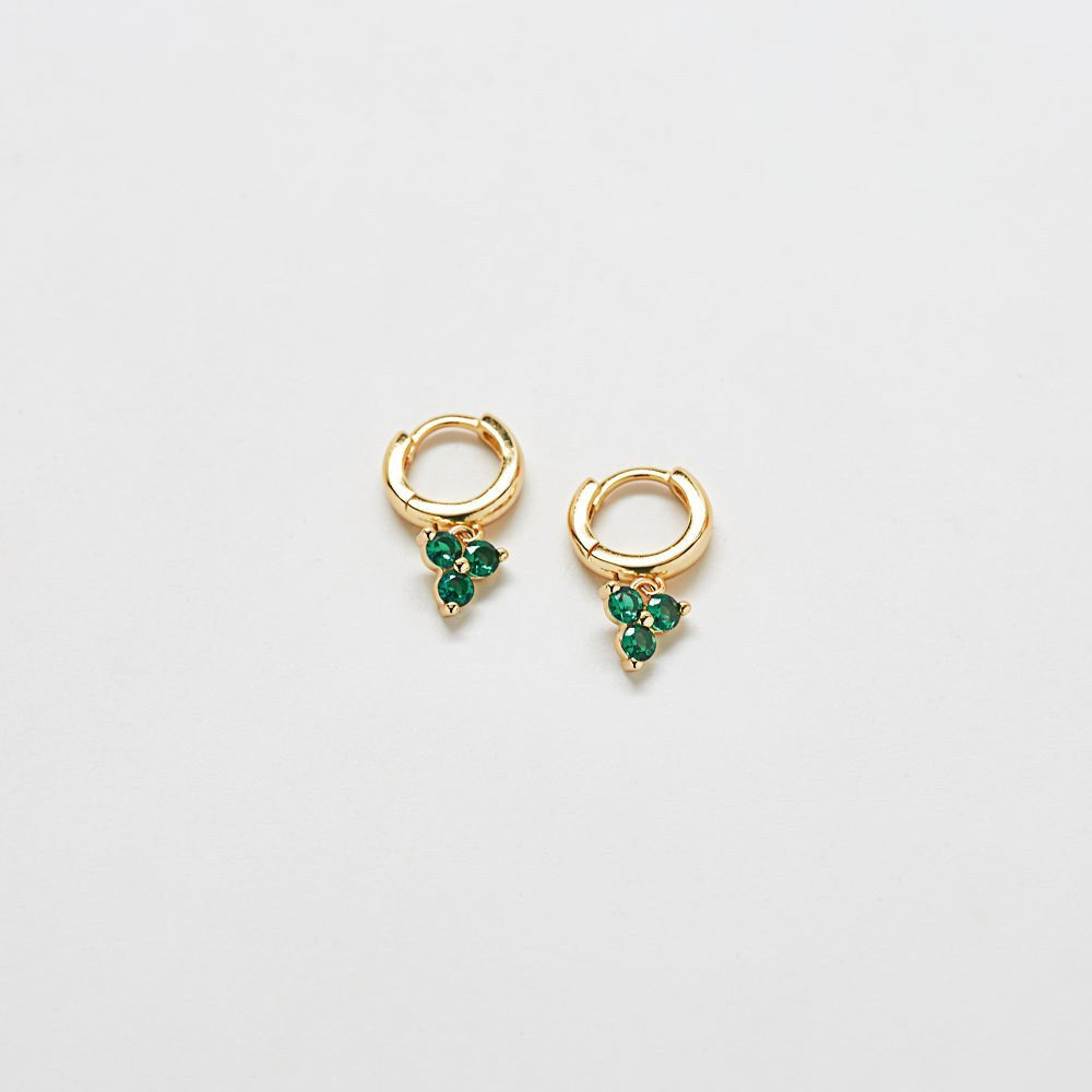 Green Pave Geometric Huggie Earrings - Imperfect - Admiral Row